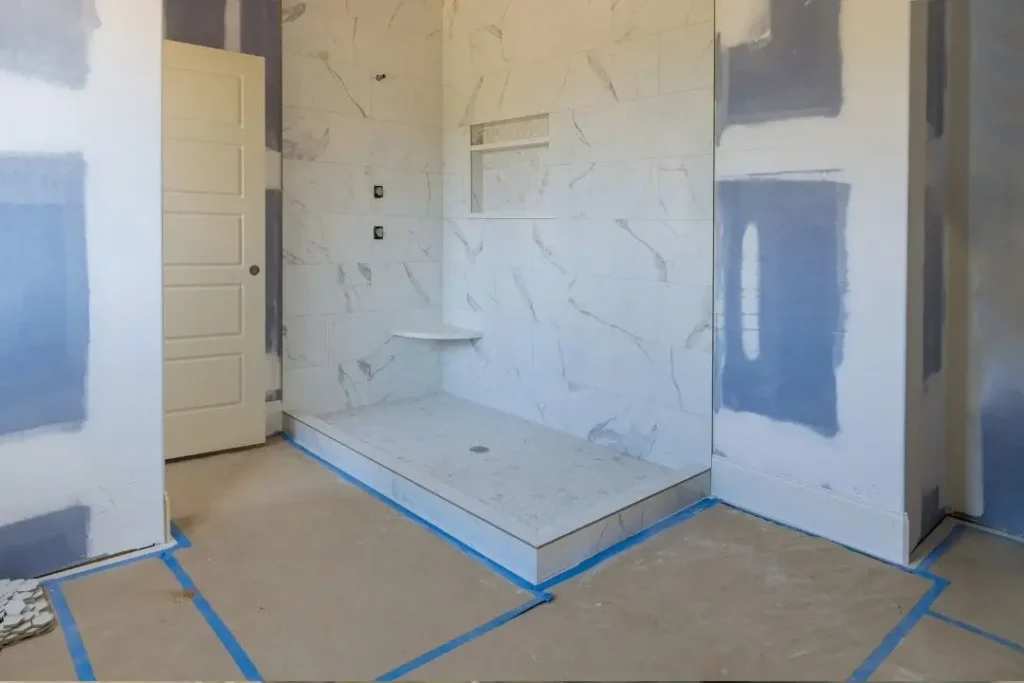 Bathroom renovation with waterproofing and prep work